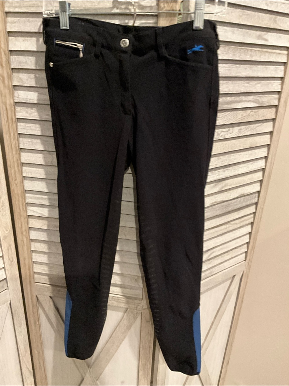 301. Schockemohle Electra  Women's Riding Breeches with Blue Accents pre owned